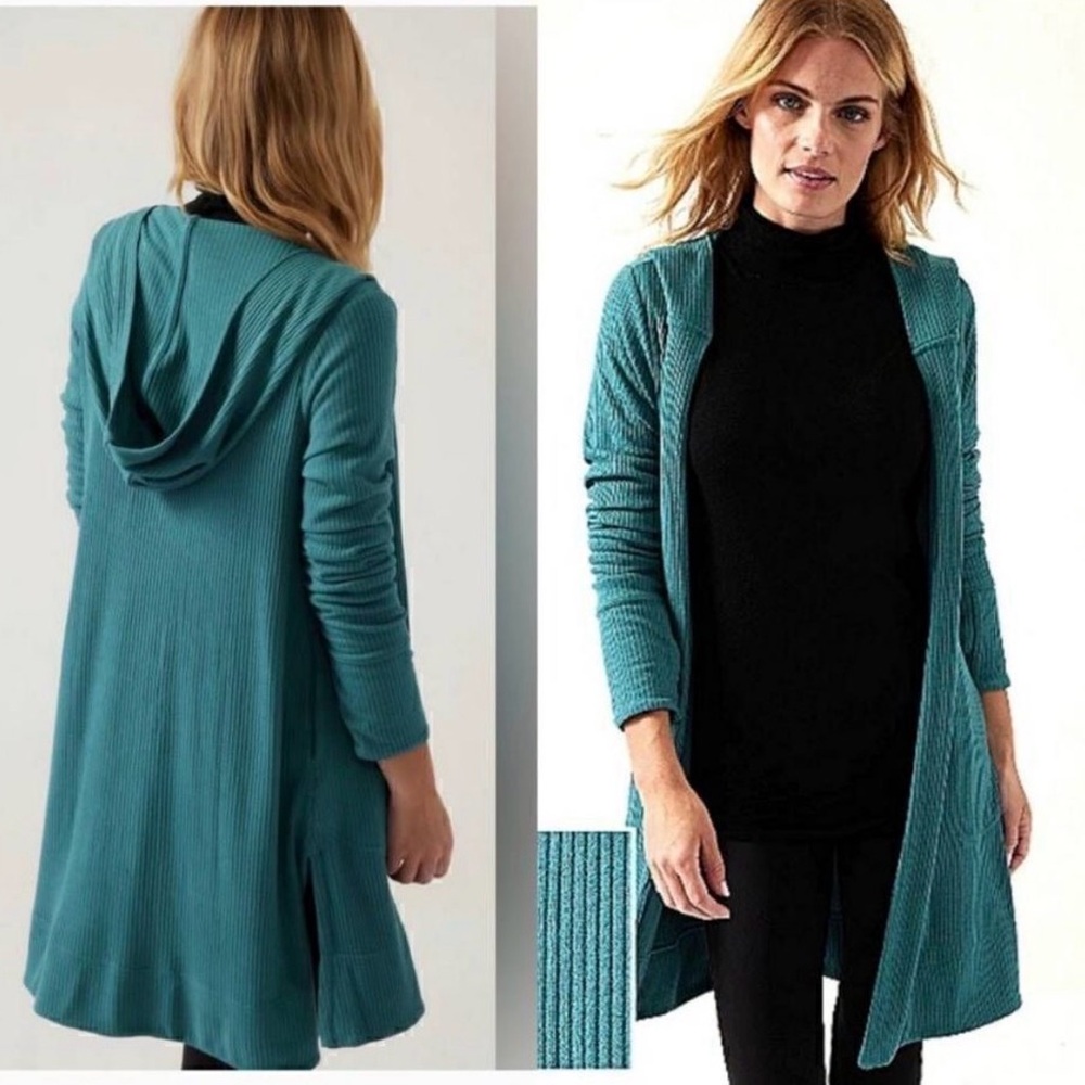 Athleta Harmony Wrap Sweater Borealis Green XS Soft Minimalist Athleisure